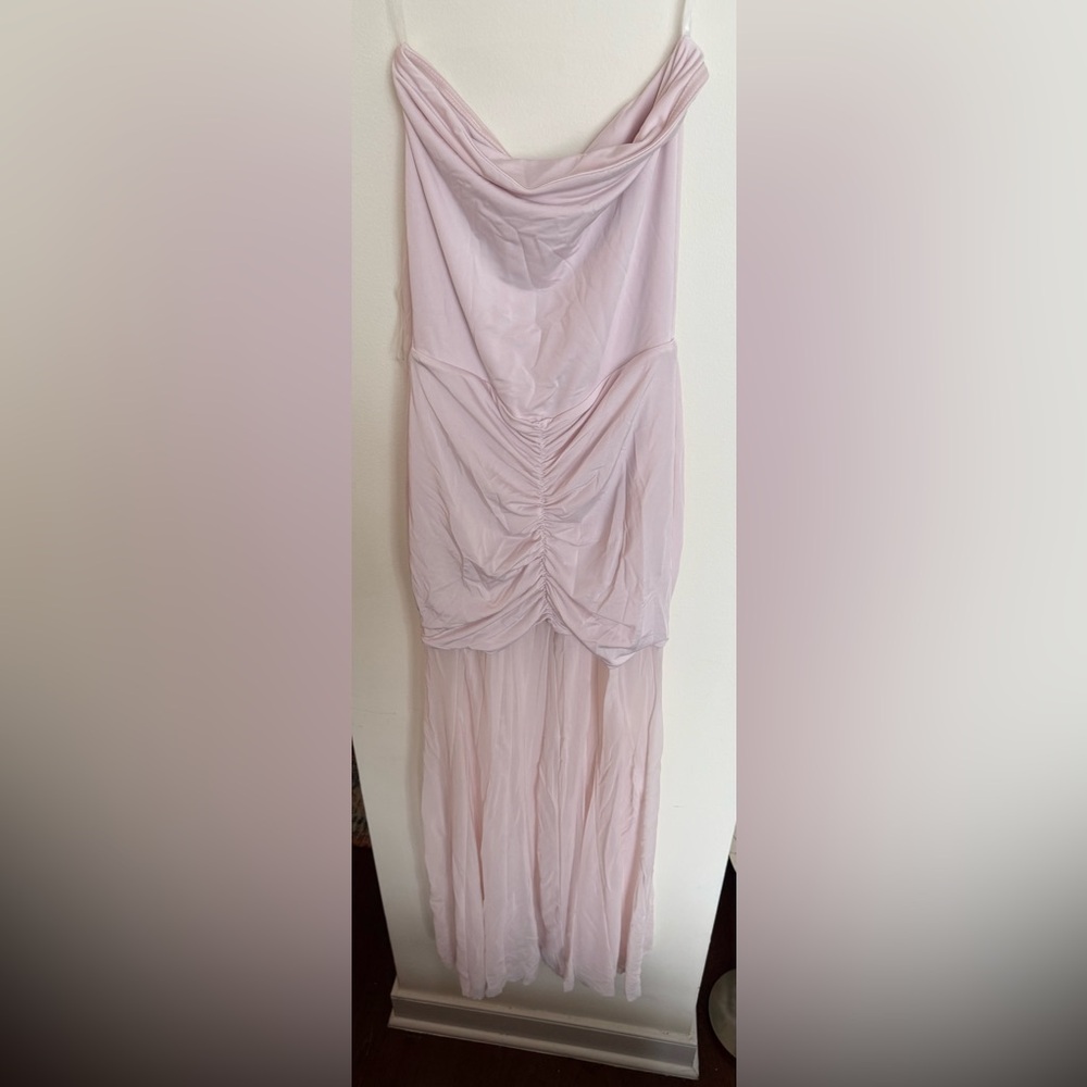 NWT Meshki Blush Off-Shoulder Ruched Maxi Dress - Picture 9 of 9